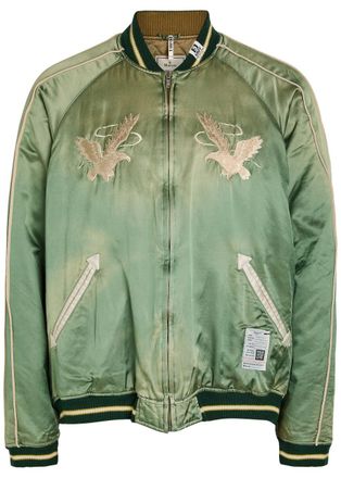 Miharayasuhiro Quilted Embroidered Satin Bomber Jacket - Khaki - 52 (IT52 / XL)