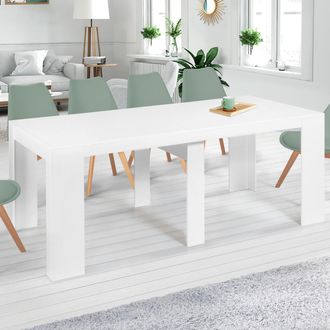 IDMarket Idmarket - Consola Extensible Orlando, 10 Plazas, 235 Cm, Madera Blanca