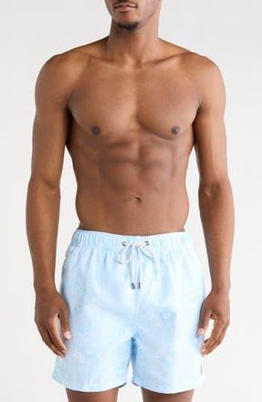 Vintage Summer Swimwear Tropical Palm Volley Swim Trunks in Blue at Nordstrom Rack, Size Xx-Large