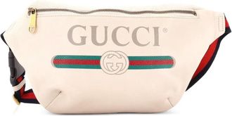 Gucci Logo Printed Leather Medium belt bag - Toni neutri