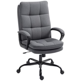 HOMCOM Fabric Office Chair - Computer Desk Chair for Home - - Charcoal grey | TJ Hughes
