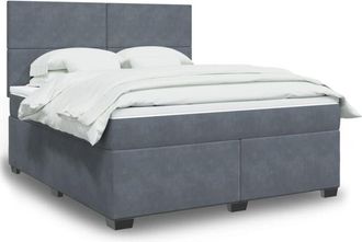 vidaXL Cama Box Spring Con Colch&oacute;n Terciopelo Gris Oscuro 180x200 Cm Vidaxl