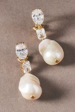 Nadri Crystal Pearl Drop Earrings