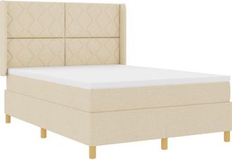 vidaXL Box Spring Bed with Mattress Cream 160 x 200 cm Fabric vidaXL