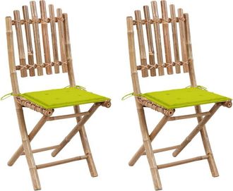 vidaXL Vidaxl - Sillas De Jard&iacute;n Plegables 2 Unidades Bamb&uacute; Con Cojines