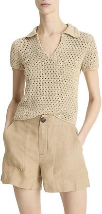 Vince Macrame Henley Womens Clothing Pale Nut : XXS, Cotton