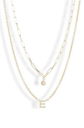 Meshmerise Diamond Initial Charm Necklace in Yellow-E at Nordstrom Rack
