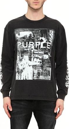 Purple Texture Graphic Long Sleeve T-Shirt in Black at Nordstrom, Size Xx-Large