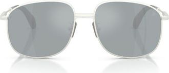 Moncler Fennix 56mm Pilot Sunglsses in Silver /Mirror Blue at Nordstrom