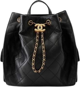 Chanel Pre-owned Matelasse Rugzak - Dames - Vintage Rugzakken - Zwart - ONE Size - Leer - Vintage
