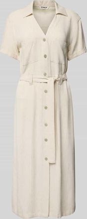 Only Tailliertes Freizeitkleid aus Viskose-Leinen-Mix Modell SIESTA in Sand, Gr&ouml;&szlig;e M