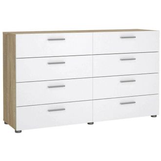 Dmora C&oacute;moda Aligon, Aparador 8 Cajones, 40,35x140x82,9h Cm Blanco Brillante