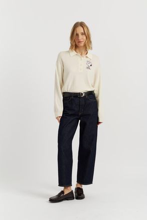Chinti and Parker Wool-Cashmere Snoopy Polo Sweater in Cream at Nordstrom, Size X-Small