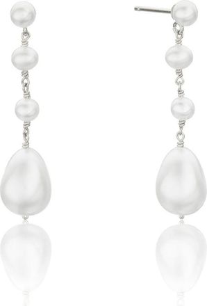 Lily & Roo Silver Multi Pearl Drop Earrings