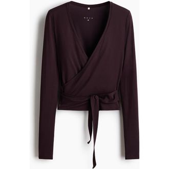 H&M Sports Wrap Top In Modal in Chocolate Plum at Nordstrom, Size X-Large