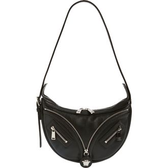 Versace Small Repeat Leather Hobo Bag in Black/Palladium at Nordstrom