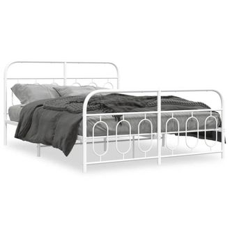 Berkfield Home Metal Bed Frame without Mattress with Footboard White 150x200cm | Size: 150x200 cm