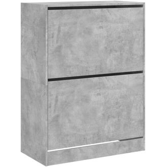 vidaXL Scarpiera 2 Cassetti Ribaltabili Grigio Cemento 80x42x108 cm - Vidaxl