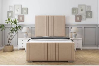 Sloomy Harrington Plush Frame-Mattress - 50 Upholstered Headboard in Stone | Size: King