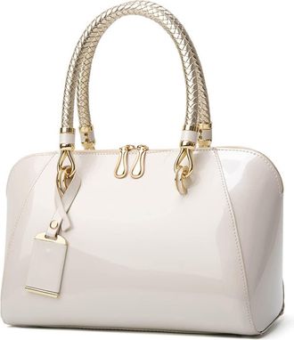 Nicole & Doris Fashion Women Handbag Patent Leather Bags Designer Top-handle Bags Shoulder Bags Crossbody Bag Elegant Clutches Evening Bags White