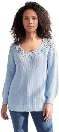 Roaman's Plus Size Crochet Pullover Sweater With Sweetheart Neckline in Pale Blue at Nordstrom, Size 20