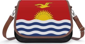Generic Flag of Kiribati Crossbody Bag Womens Handbag PU Message Bags Shoulder Purse with Adjustable Strap