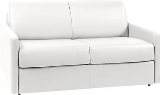 Vente-Unique Sof&aacute; cama italiano 2 plazas piel sint&eacute;tica CALIFE - Blanco - Cama 120 cm - Colch&oacute;n 18 cm
