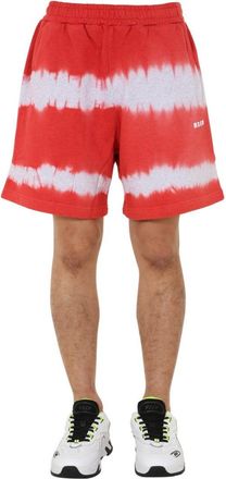 Msgm Relaxed Fit Red Tie-Dye Bermuda Shorts