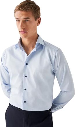 Eton overhemd effen lichtblauw slim fit katoen