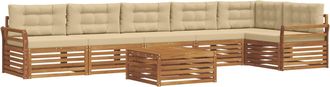 vidaXL Conjunto De Sof&aacute;s De Exterior 7 Uds. Natural Y Beige Vidaxl