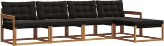 vidaXL Conjunto De Sof&aacute;s De Exterior 5 Uds. Natural Y Negro Vidaxl