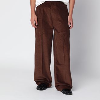Ami Pantaloni marrone cioccolato in velluto a coste