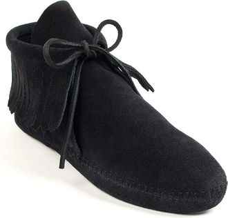 Minnetonka Womens Classic Fringe Ankle Boots, Black (Black), 7.5 UK