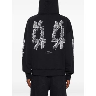 44 Label Group Logo-Print Cotton Hoodie - Black