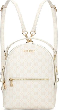 Kazar Dames wit en beige rugzak 2-in-1 - Dames - Rugzakken - Wit - ONE Size - Leer - Tassen