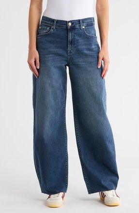 7 For All Mankind Bonnie Curvilinear Raw Hem Barrel Leg Jeans in Warrenton at Nordstrom Rack, Size 27