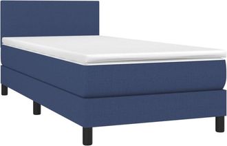 vidaXL Cama Box Spring Con Colch&oacute;n Tela Azul 80x200 Cm Vidaxl