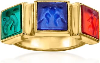 Ross-Simons Italian Tagliamonte Multicolored Venetian Glass Angel Ring in 18kt Gold Over Sterling