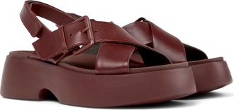 Camper Tasha Crisscross Platform Sandal in Burgundy at Nordstrom, Size 39
