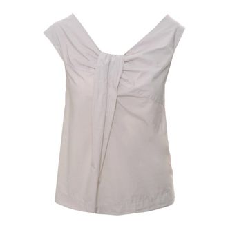 Alessia Santi Sleeveless Tops, female, Beige, Size: 2XS V-Neck Knot Draped Top