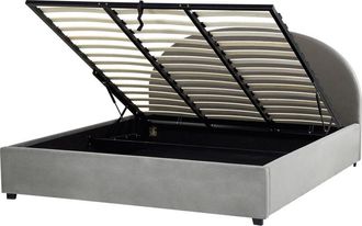 Beliani Cama Con Almacenaje De Terciopelo Gris Claro 180 X 200 Cm Otomana Vaucluse