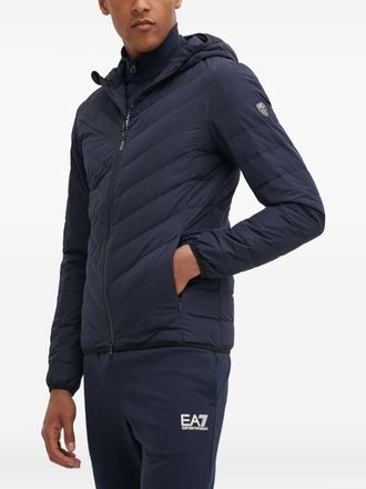 Emporio Armani hooded quilted jacket - men - Polyester/Duck Down/Duck Feathers - M - Blue