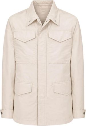 Eleventy Button Pocket Jacket - Heren - Zomerjassen - Beige - L - Katoen - Jassen