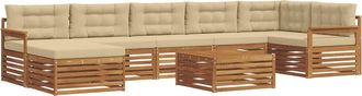 vidaXL Conjunto De Sof&aacute;s De Exterior 8 Uds. Natural Y Beige Vidaxl