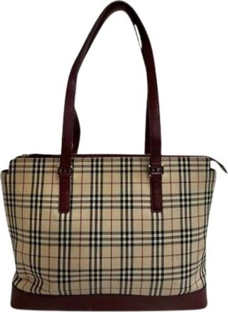 Burberry Pre-owned Tote Bags, female, Beige, Size: ONE SIZE Pre-owned Canvas Shoulder Bag