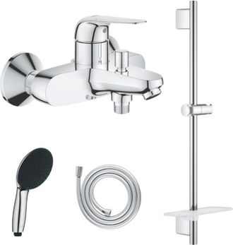 GROHE Grifo Mezclador Mec&aacute;nico Grohe Swift + Ducha De Mano Vitalio Start 110 + Barra Vitalio Smartactive Quickflix + Manguera Flexible