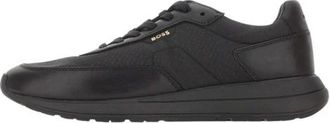 HUGO BOSS Monogram Jacquard Lage Sneakers - Heren - Schoenen - Zwart - Maat: 39 EU Zijde