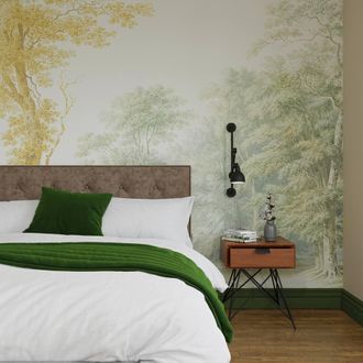 Superfresco Easy Stately Woodland Green Ochre Print To Order 3m x 2.8m Mural