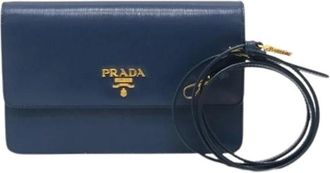 Prada Pre-owned 1Bp 016 Chain/Shoulder wallet - Dames - Vintage Accessoires - Blauw - ONE Size - Leer - Vintage