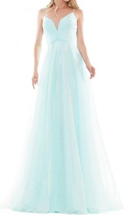 Colors Dress Glitter Tulle A-Line Gown In Mint